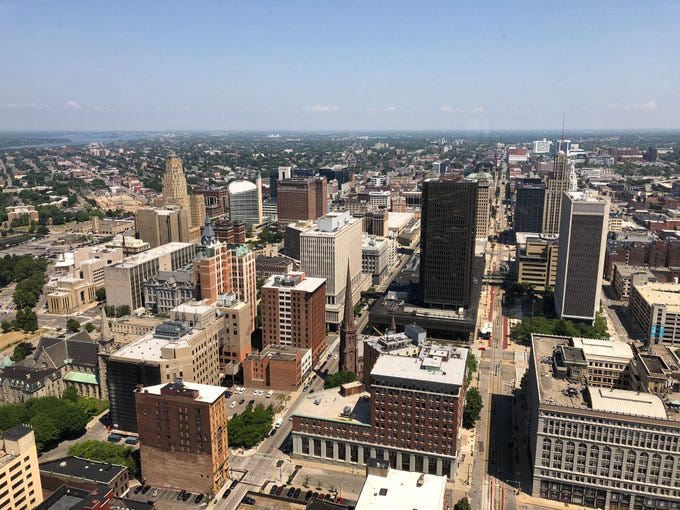 Aerial view of downtown Buffalo