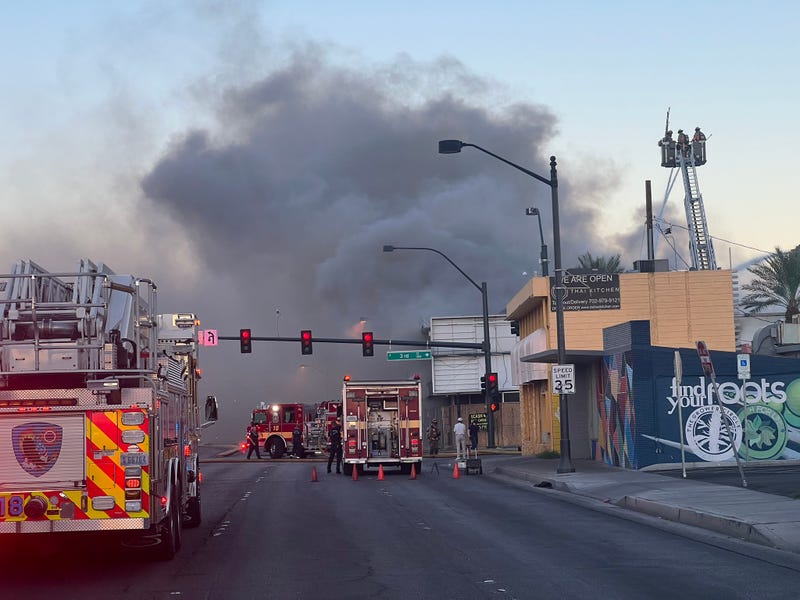 An abandoned commercial building downtown goes up in smoke on August 29th, 2023