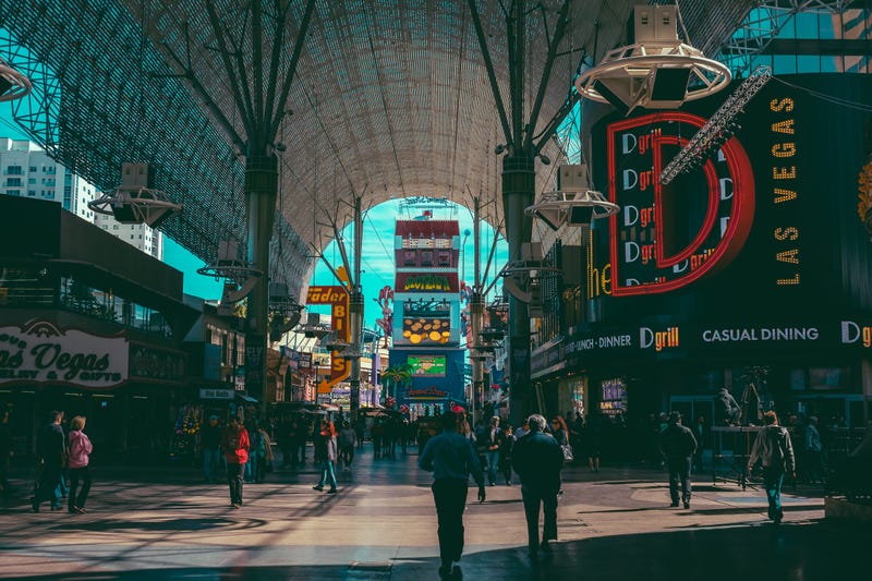 Cameras above monitor vehicles downtown at the Fremont Street Experience.