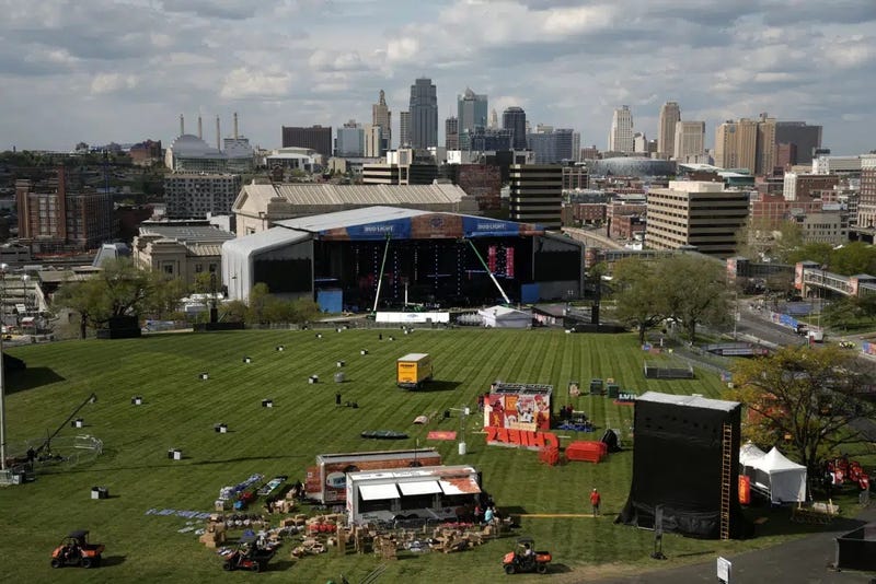 Preparations for the NFL Draft continue Tuesday, April 25, 2023, at Union Station in Kansas City, Mo. The draft will run from April 27-29