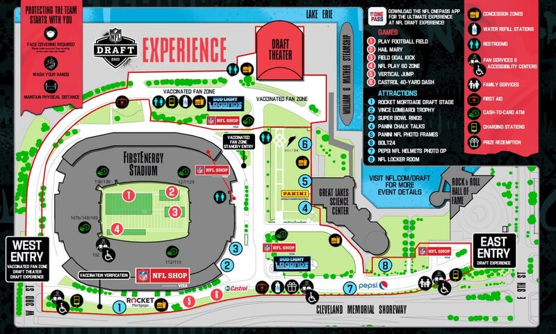 A map of the 2021 NFL Draft Experience and NFL Draft event locations