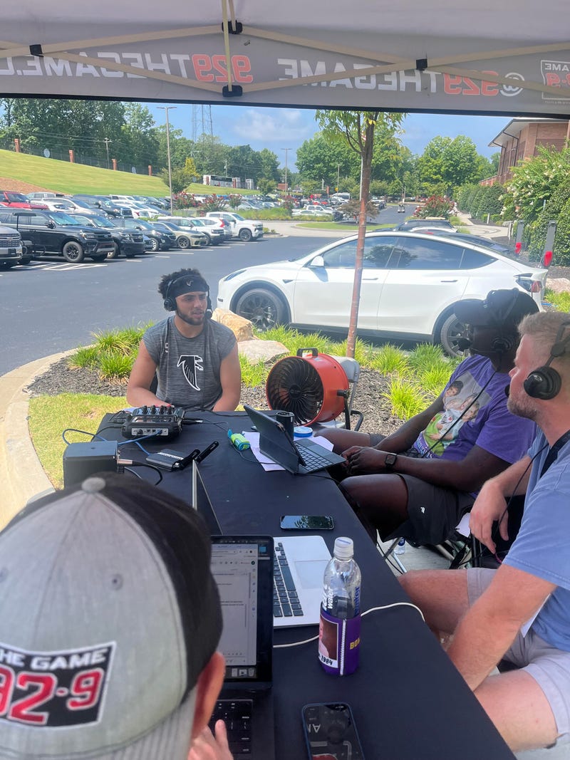 Atlanta Falcons WR Drake London joins 92.9 The Game's Randy McMichael and Andy Bunker for an interview during Atlanta Falcons Training Camp