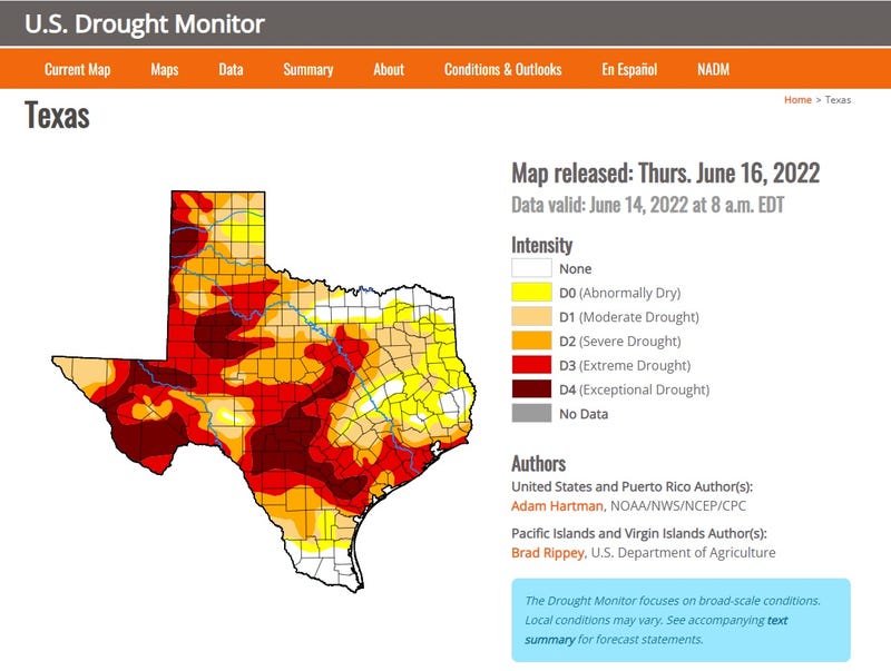 Drought Map of Texas