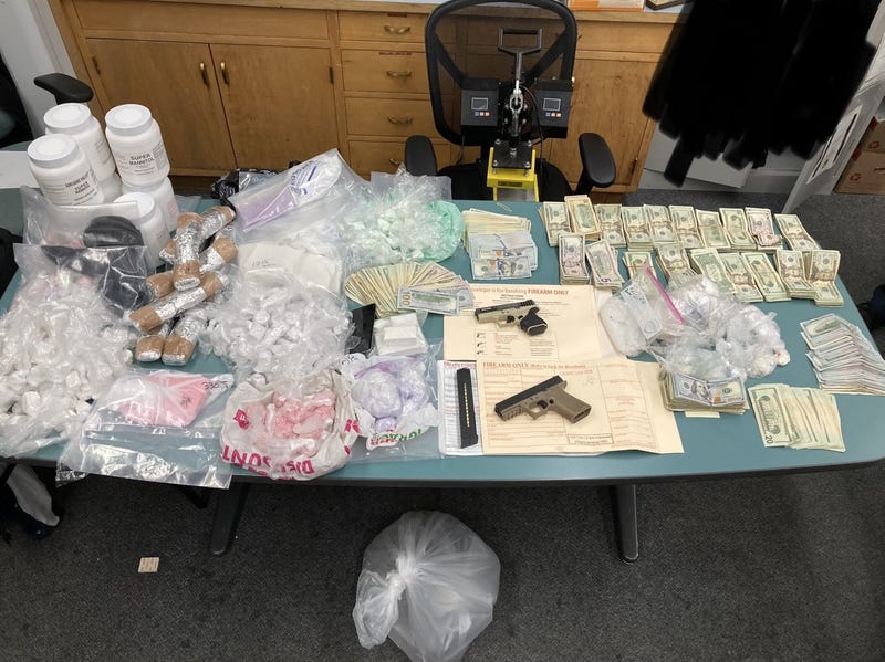 Two semi-automatic ghost guns, $45,000 in cash and a portion of the 30 pounds of drugs recovered in an Oakland operation of the San Francisco Police Department last Thursday.
