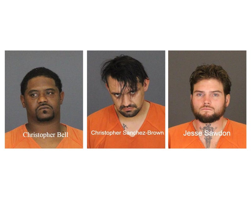 Mugshots of Christopher Bell, Christopher Sanchez-Brown and Jesse Sawdon