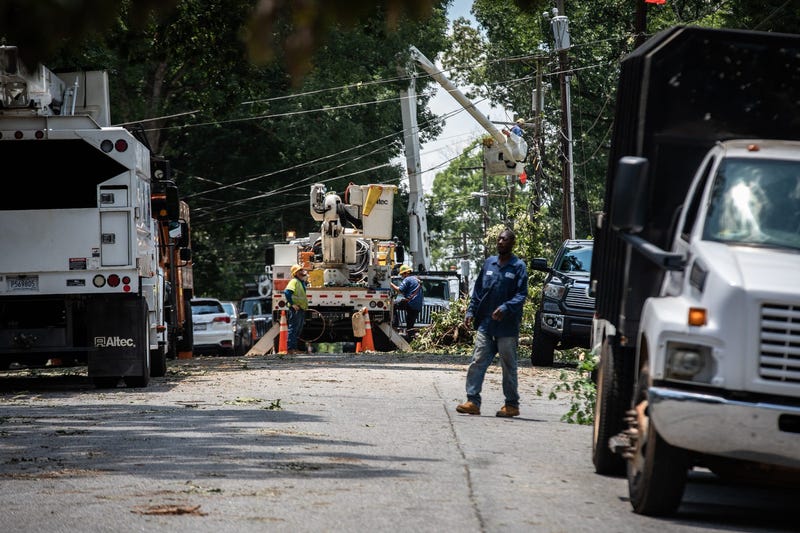 Downed trees and debris in Greenville's Brookside Forest neighborhood Monday, June 22, 2020, after a microburst brought damaging winds leaving about 3,000 Duke Energy customers without power including 2,500 in Greenville County.