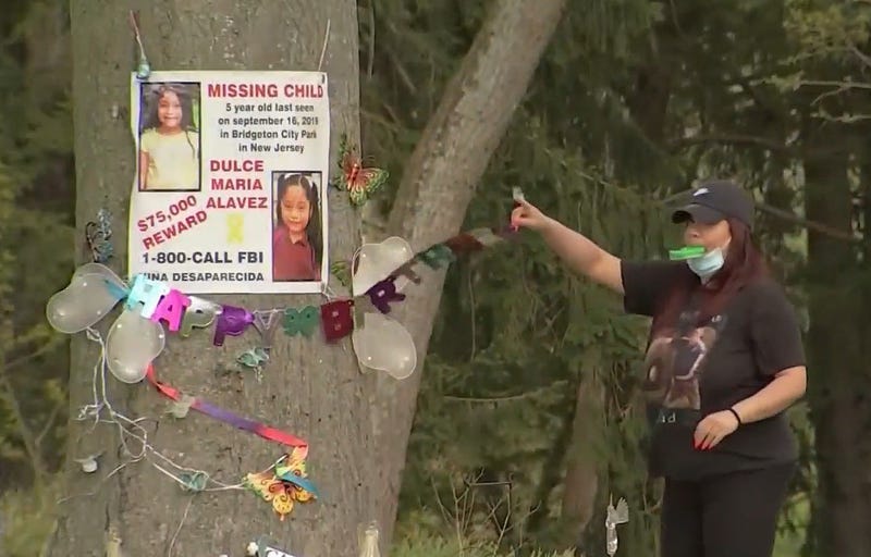 Former Alavez family spokesperson Jackie Rodriguez decorates a tree in Bridgeton City Park for Dulce Alavez's seventh birthday. Alavez went missing at the park on September 16, 2019.