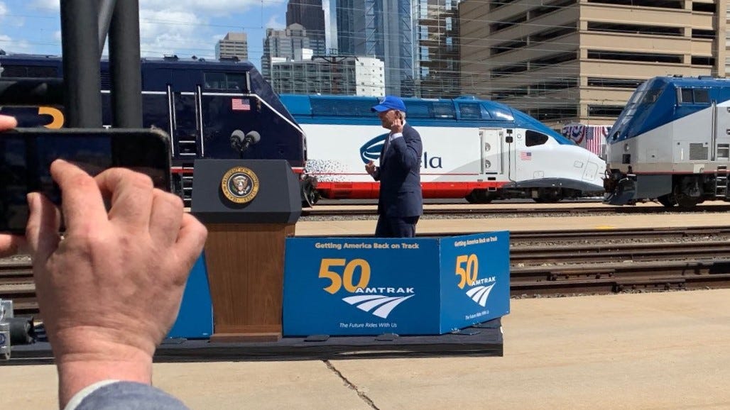 President Biden speaks in Philadelphia, sells Amtrak expansion & infrastructure plan