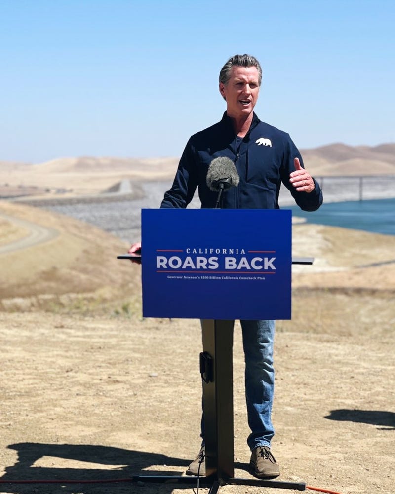 California Gov. Gavin Newsom speaks during a news conference addressing the drought emergency. 