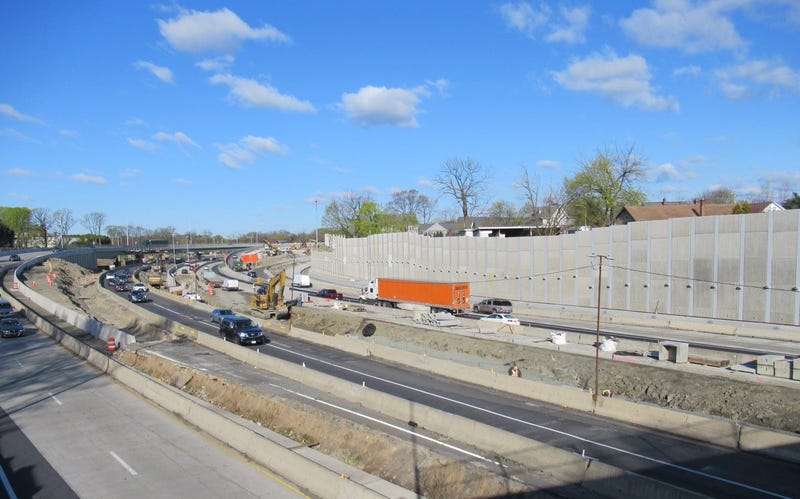Construction on the last stretch of the New England Thruway, near the Connecticut boarder.