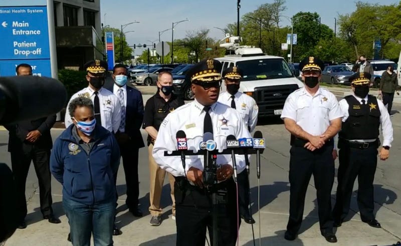 Chicago Police Superintendent David Brown was joined by Mayor Lori Lightfoot to speak to the media about two Chicago Police officers shot this morning in the 10th District.
