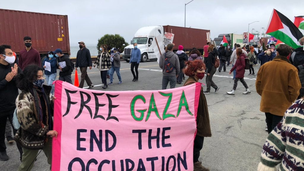 Pro-Palestinian protestors block Israeli ship from unloading cargo at Port of Oakland