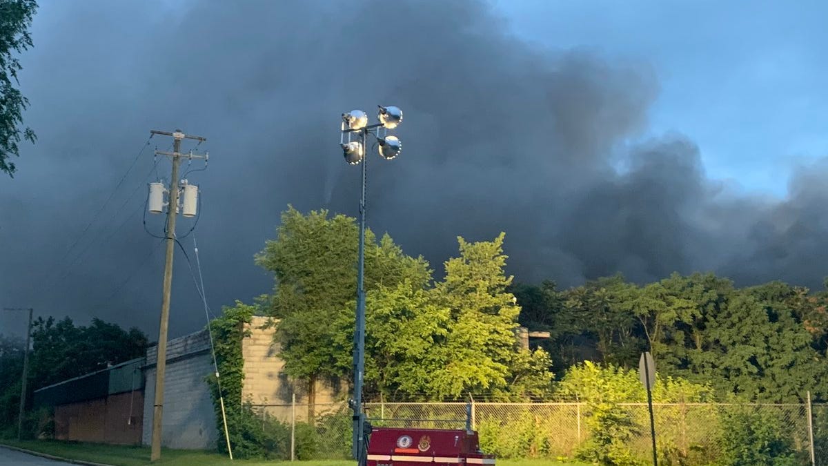 Industrial fire continues to burn in Morris; evacuation order in effect until at least Wednesday evening