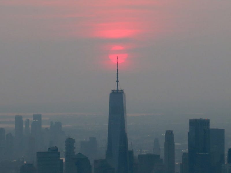 Hazy NYC skyline