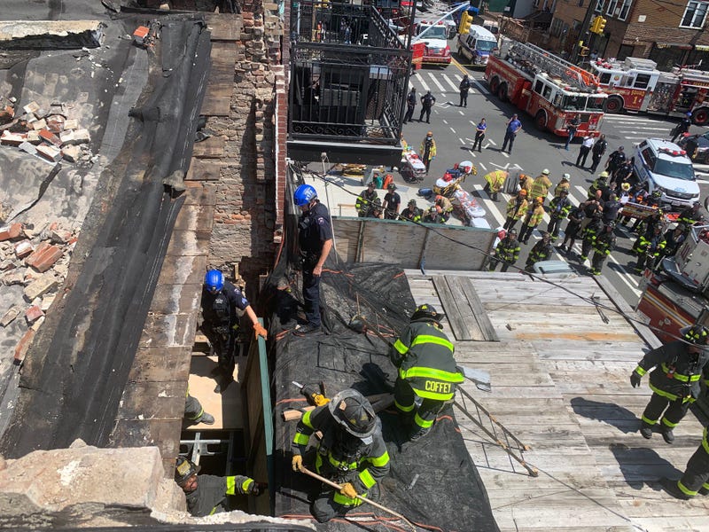 Firefighters work to extract two people from a construction site collapse in Brooklyn Friday afternoon, July 30, 2021. Image courtesy of FDNY