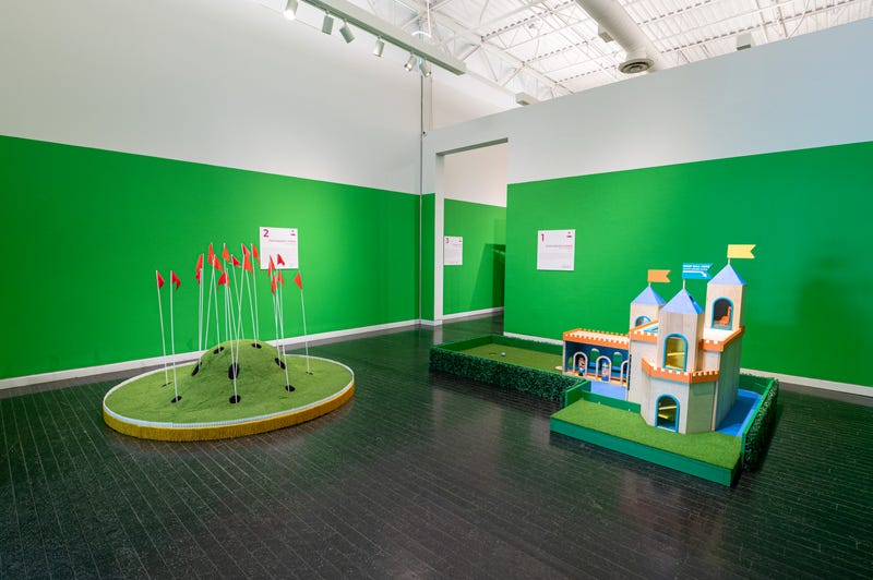 Hole #1, “Cross-Section Castle” by design duo Robin Schwartzman and Tom Loftus and Hole #2, “Participation Trophy” by Jesse Meredith