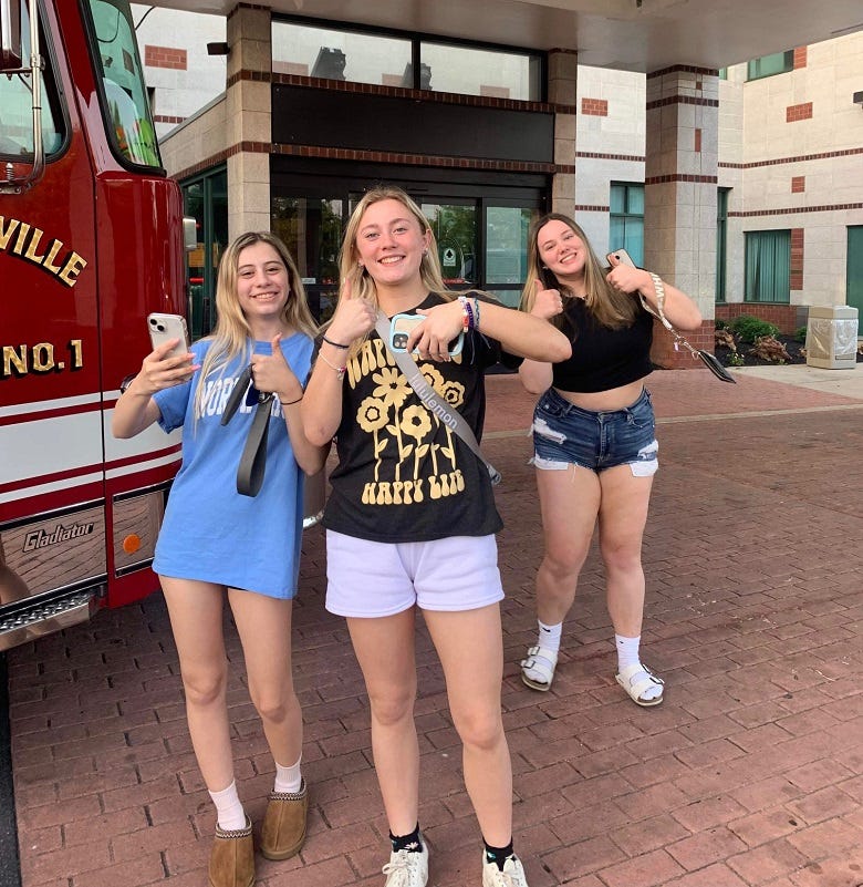 Elevator girls after getting rescued