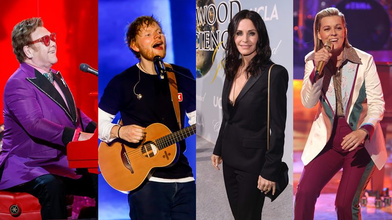 Elton John , Ed Sheeran, Courteney Cox and Brandi Carlile 