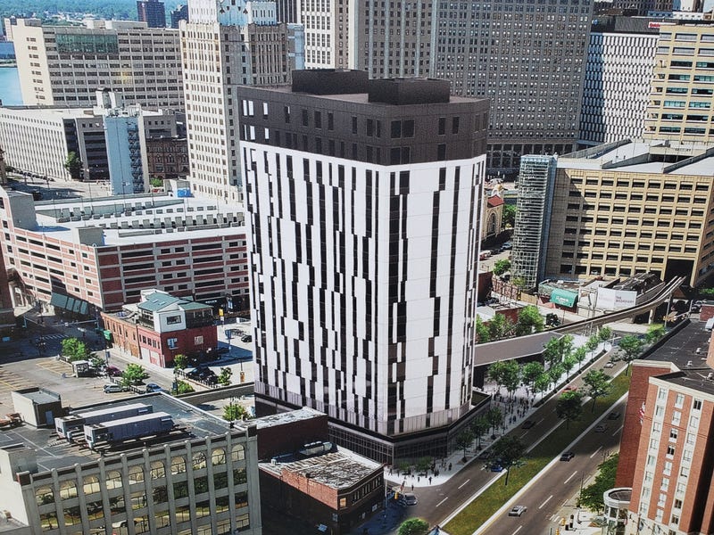 Rendering of The Exchange in downtown Detroit