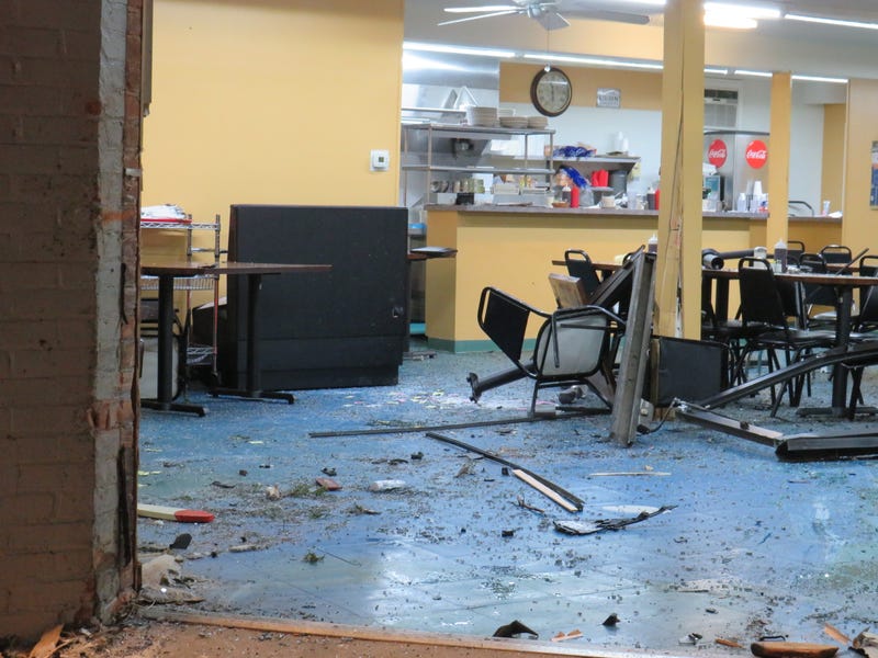 Damage inside Palma's Diner in Bristol after police say a suspect crashed a stolen police SUV through the front entrance, 1/12/23