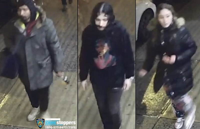 Police are searching for two men and a woman after a 32-year-old man was stabbed in the head near Tompkins Square Park in the East Village on Saturday morning
