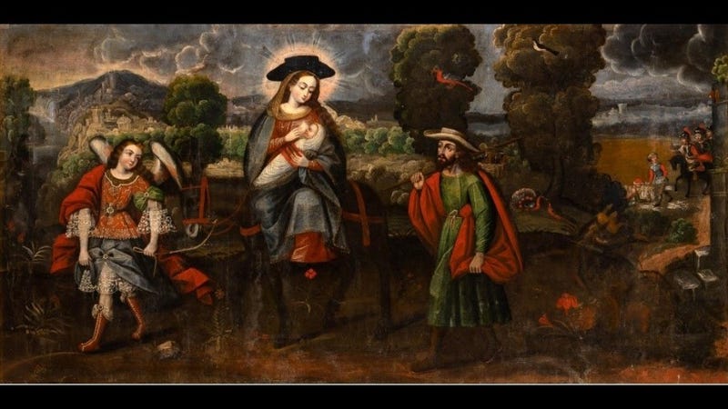 "Flight to Egypt," pictured above, is being returned to Peru and its people after the painting was stolen from a Peruvian church in 2012 and trafficked into Manhattan.