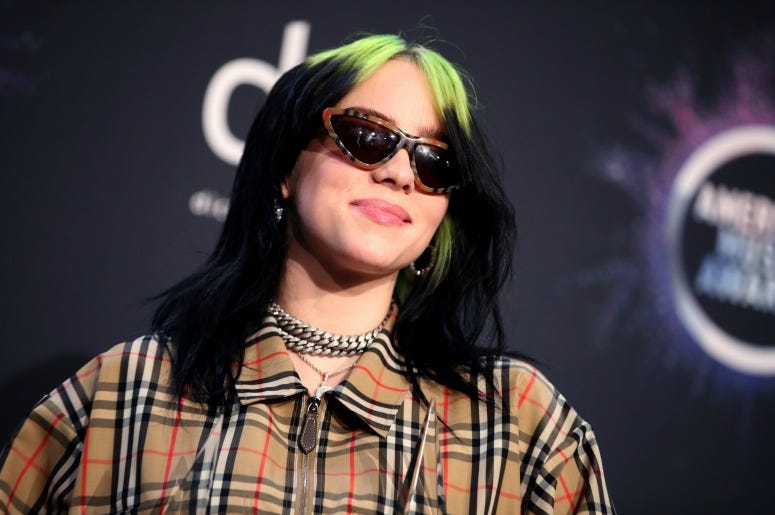 Billie Eilish, winner of New Artist of the Year and Favorite Artist - Alternative Rock, poses in the press room during the 2019 American Music Awards
