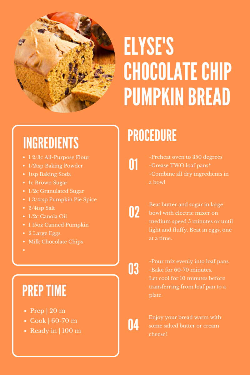 Elyse's Chocolate Chip Pumpkin Bread