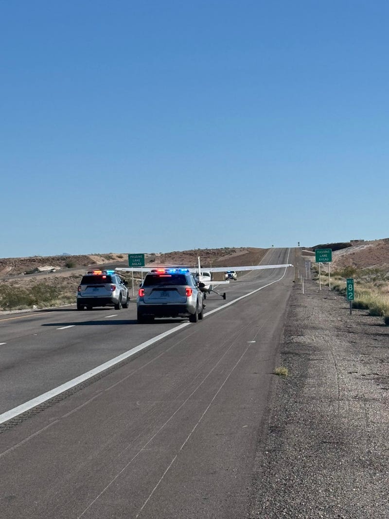 A small plane makes an emergency landing on I-15 on 10/21/25.