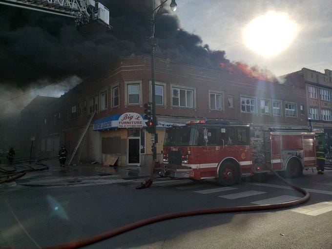 Firefighters responded to a blaze Nov. 19, 2020, at 82nd and Cottage Grove Avenue.