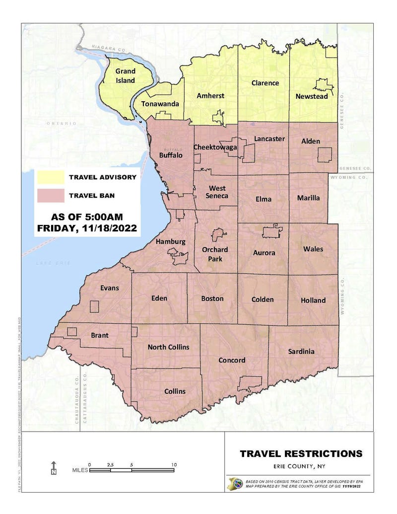 Erie County travel ban as of 5am 11-18-22