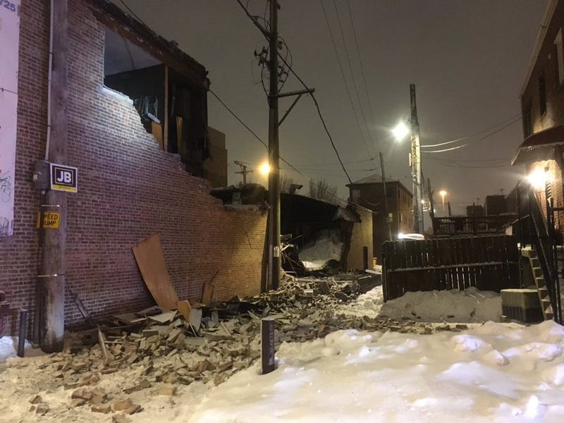 A vacant building’s roof collapsed Thursday evening in Bridgeport on the South Side.
