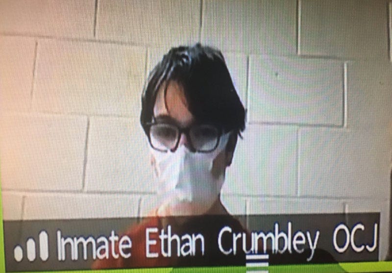 Ethan Crumbley in court via Zoom