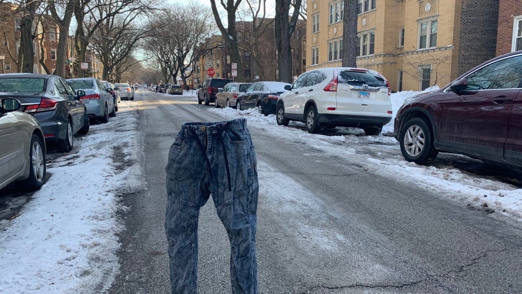 'Dibs': Chicago man freezes pants to place on city streets, photos go viral