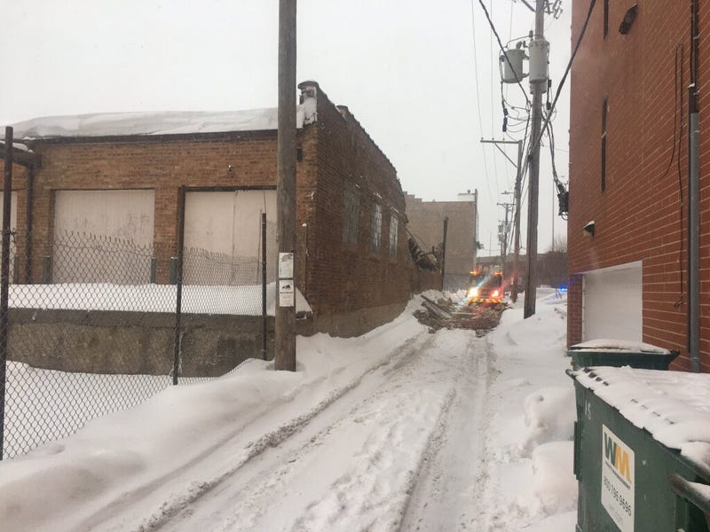 A building collapsed Feb. 15, 2021 in Bridgeport on the South Side.