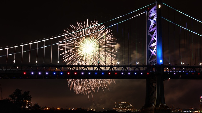 Fireworks over City of Philadelphia