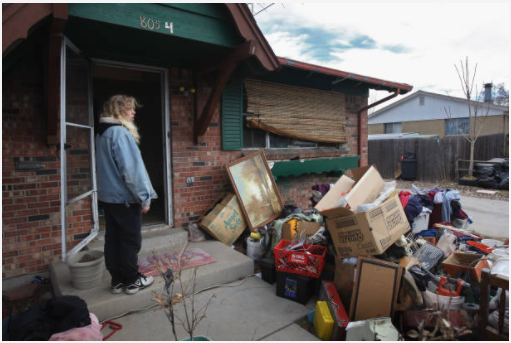 Woman being evicted