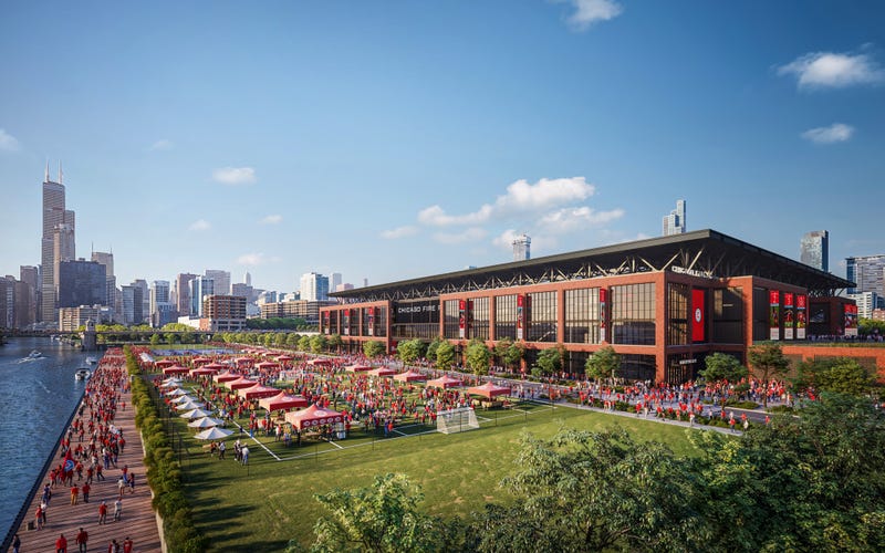 A rendering of the planned stadium for the Chicago Fire FC soccer team.
