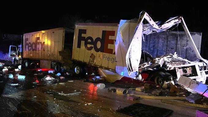 1 seriously injured in FedEx truck crash, paint spill in NW Indiana