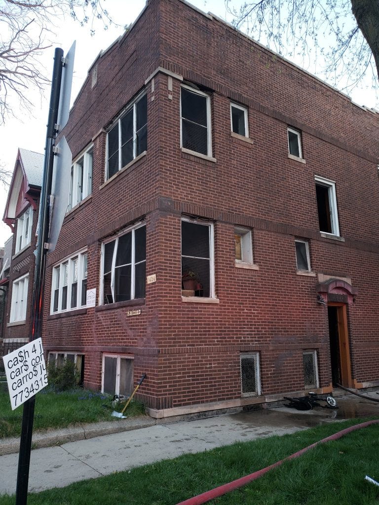 Two people were critically hurt in a fire Friday morning in Back of the Yards on the South Side.