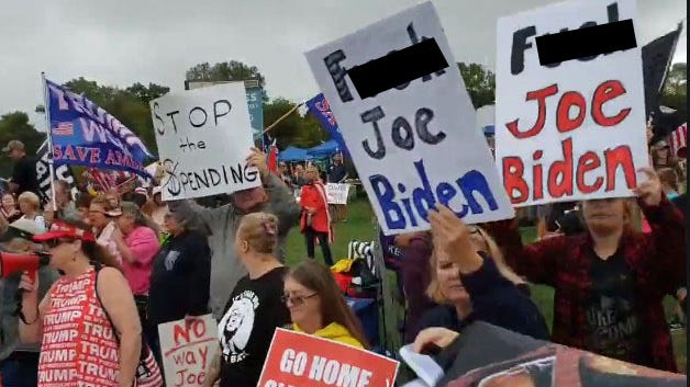 What's the F-bomb's place in politics? Profane chants, signs at Michigan rally prompt debate