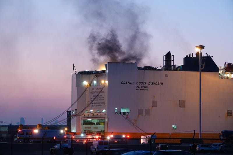 The fire was aboard the Grande Costa D'Avorio, an Italian cargo ship