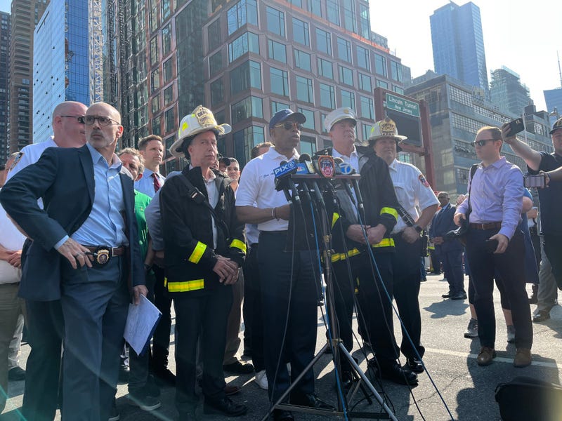 Mayor Eric Adams and other officials held a news conference near the scene at 9:15 a.m