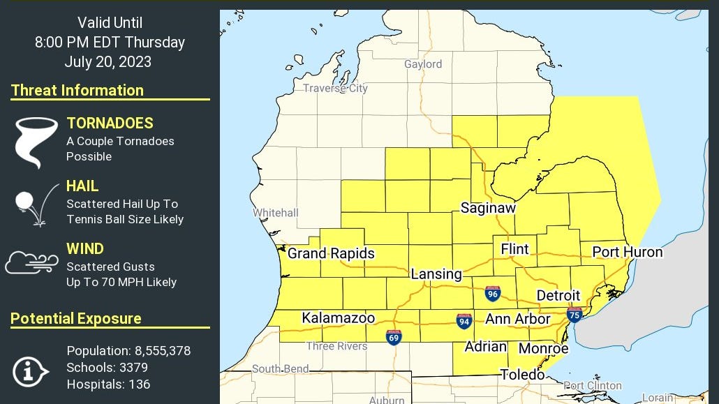 Severe Thunderstorm Watch issued for 8.5 million Michiganders as threat of tornadoes, tennis ball-sized hail ramps up — here's what you need to know