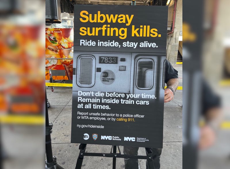Officials unveiled one of the posters that will be put up in subway stations