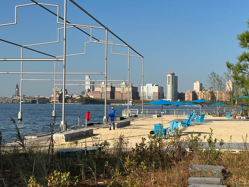 Manhattan’s first public beachfront, Gansevoort Peninsula, opened on Oct. 2, 2023. 