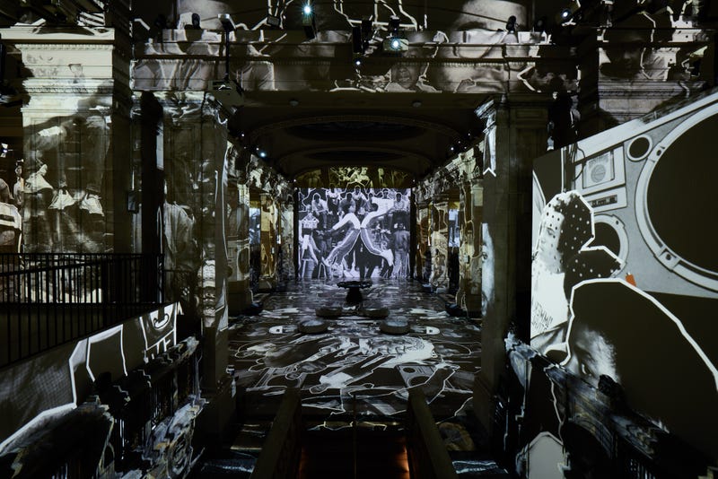 "Hip Hop Til Infinity" is located in the Beaux-Arts style Emigrant Industrial Savings Bank.