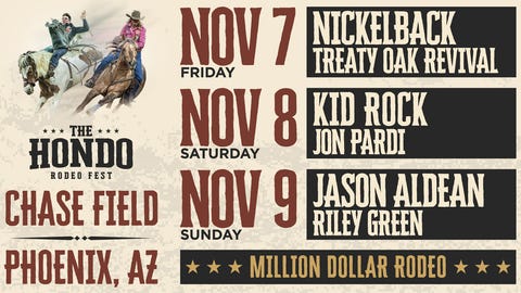 The Hondo Rodeo Fest with Nickelback, Kid Rock, Jon Pardi, Jason Aldean and Riley Green!