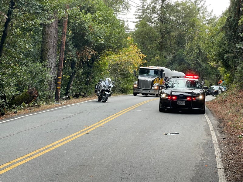 California Highway Patrol has closed a road in Santa Cruz County where a pickup truck driver was crushed to death.