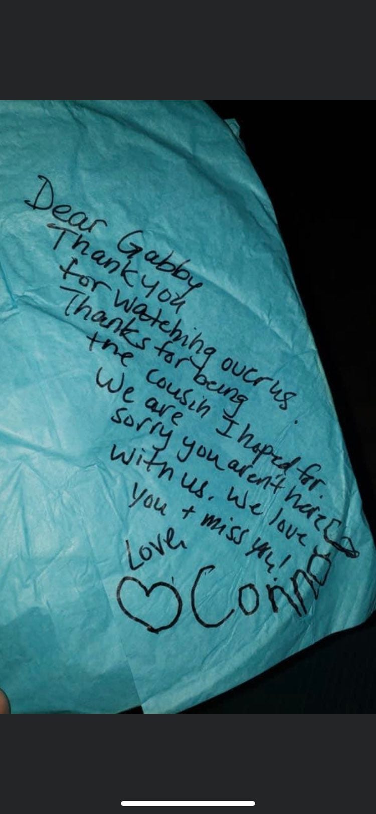Note from Gabby Petito's cousin